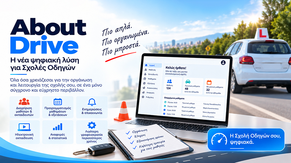 Η Aboutnet παρουσιάζει το About Drive, τη νέα ψηφιακή λύση για σχολές οδηγών